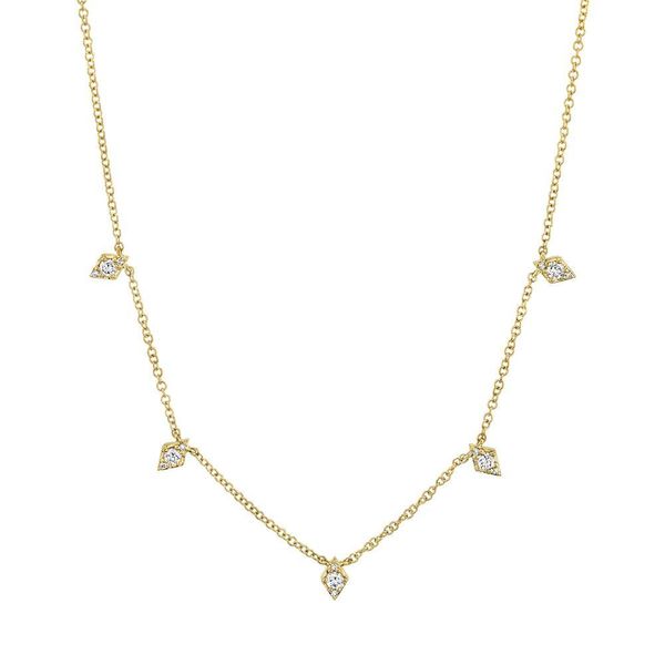 Shy Creation 14K Yellow Gold and Diamond Station Necklace SVS Fine Jewelry Oceanside, NY
