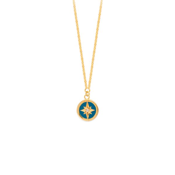 Yellow Gold, Diamond, & Turquoise North Star Medallion SVS Fine Jewelry Oceanside, NY
