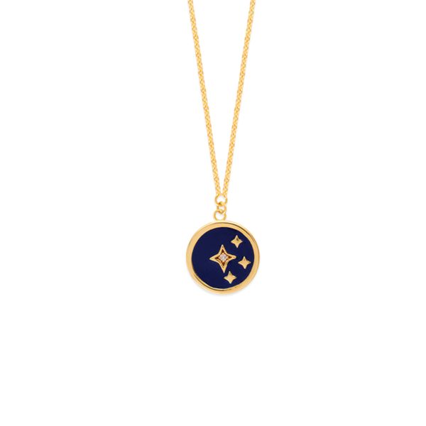 Yellow Gold, Diamond, & Dark Blue Celestial Medallion SVS Fine Jewelry Oceanside, NY