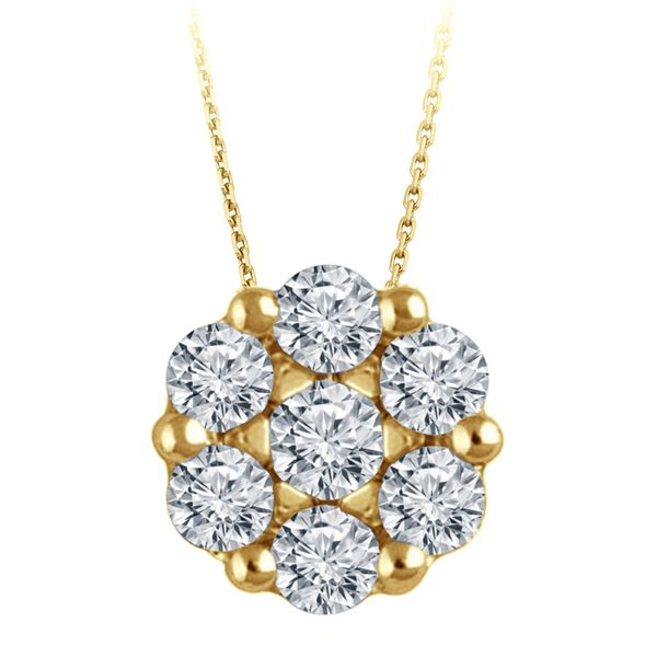 Yellow Gold Diamond Flower Cluster Necklace, .23cttw SVS Fine Jewelry Oceanside, NY