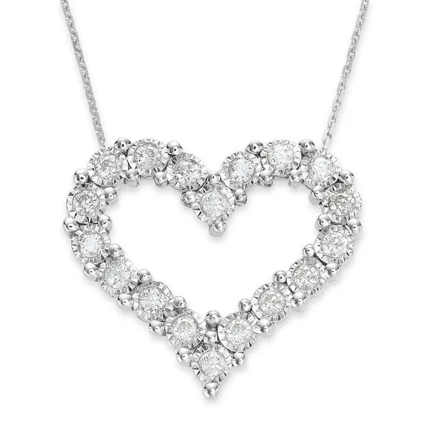 14K White Gold and Diamond Heart Pendant, .05cttw, 18