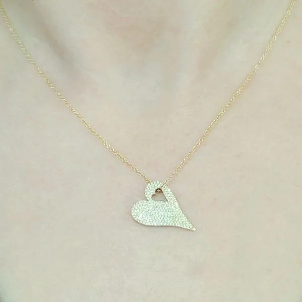 Shy Creation 14K Yellow Gold And Diamond Heart Necklace Image 2 SVS Fine Jewelry Oceanside, NY