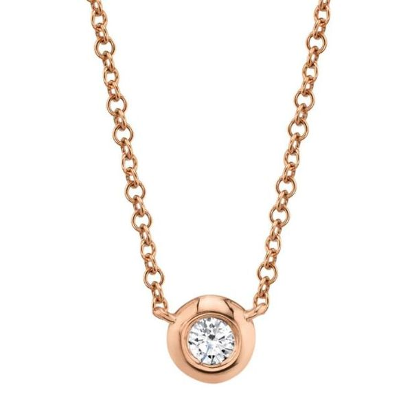 Shy Creation 14K Rose Gold And Diamond Bezel Necklace SVS Fine Jewelry Oceanside, NY