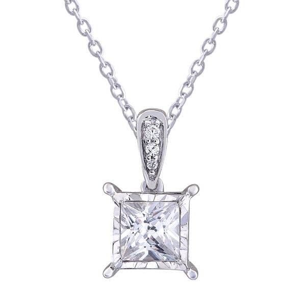 14K White Gold And Princess Diamond Pendant SVS Fine Jewelry Oceanside, NY