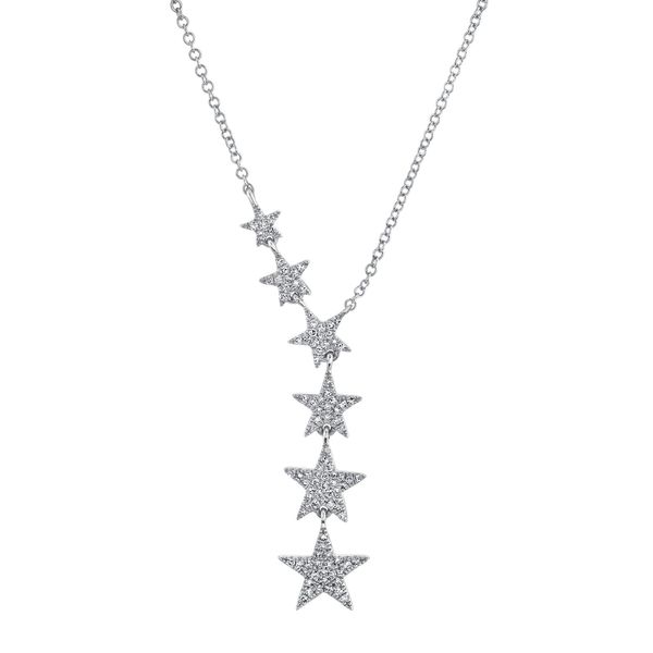Shy Creation 14K White Gold And Diamond Stars Necklace SVS Fine Jewelry Oceanside, NY