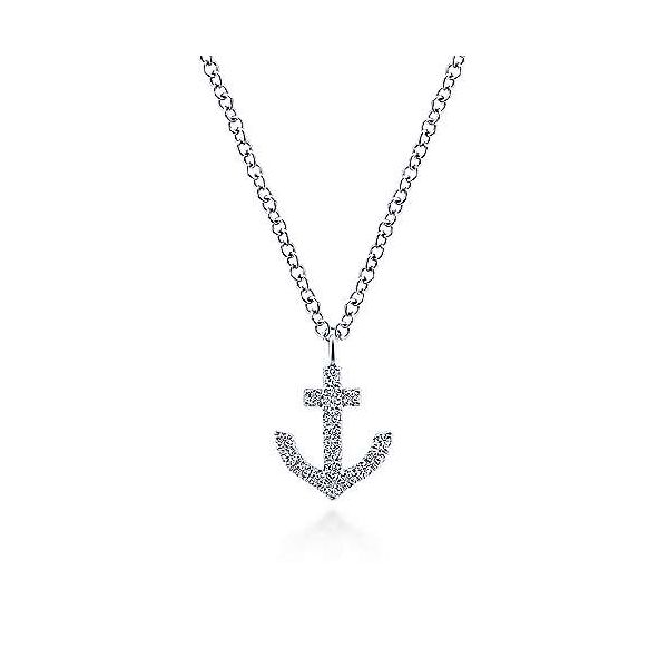 Gabriel & Co. Lusso 14K White Gold Anchor Necklace SVS Fine Jewelry Oceanside, NY
