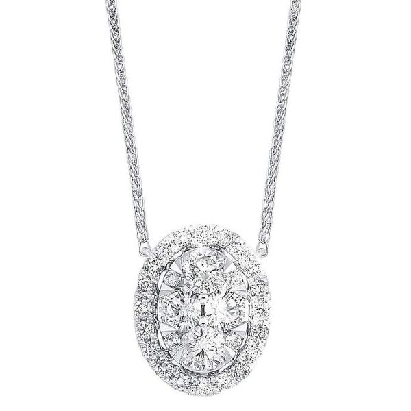 Diamond Starburst Eternity Oval Cluster Pendant Necklace SVS Fine Jewelry Oceanside, NY