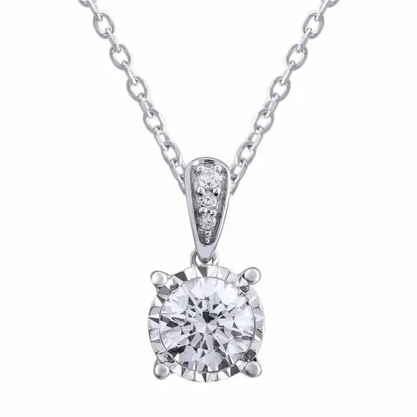 14K White Gold And Diamond Pendant, 0.25Cttw, 18