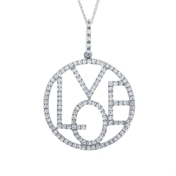 Shy Creation 14K White Gold And Diamond 'Love' Necklace SVS Fine Jewelry Oceanside, NY