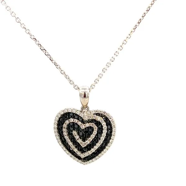 18K White Gold & Diamond Heart Necklace, 20