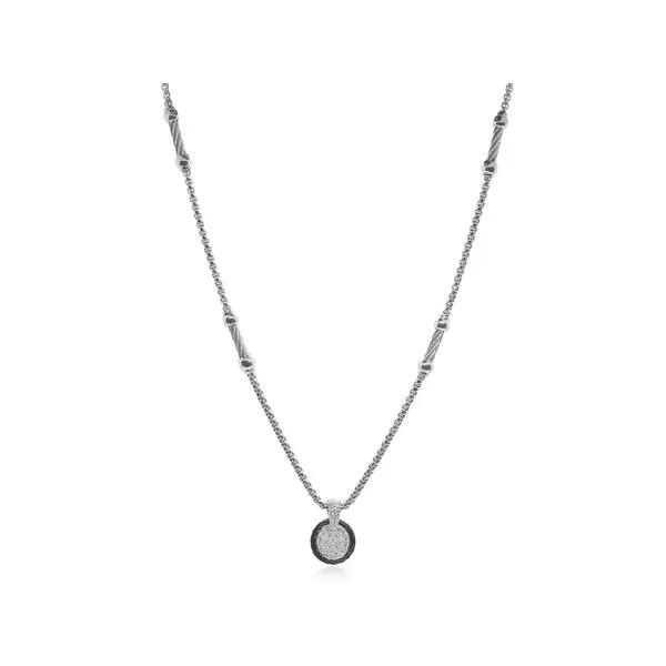 ALOR 14K White Gold, Black, & Grey Chain Necklace SVS Fine Jewelry Oceanside, NY