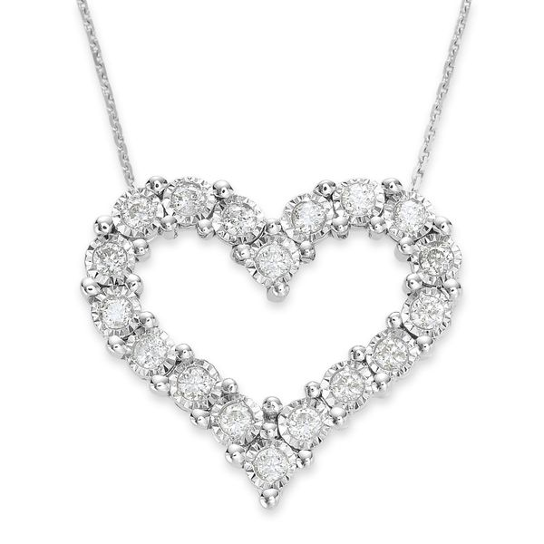 14K White Gold And Diamond Heart Pendant, 0.05Cttw SVS Fine Jewelry Oceanside, NY