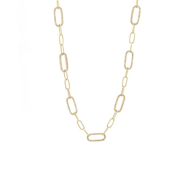14K Yellow Gold Diamond Paperclip Necklace, 0.50Cttw Image 2 SVS Fine Jewelry Oceanside, NY