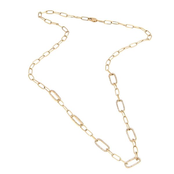 14K Yellow Gold Diamond Paperclip Necklace, 0.50Cttw SVS Fine Jewelry Oceanside, NY
