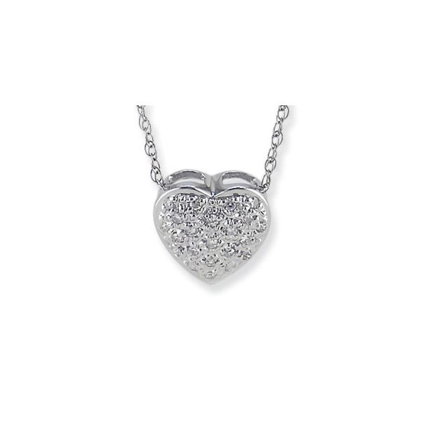 14K White Gold Diamond Heart Pendant, 0.10cttw, 16
