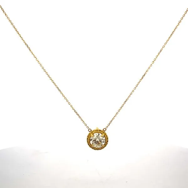 18K Yellow Gold Diamond Bezel Necklace, 2.42Ct, 18.5\