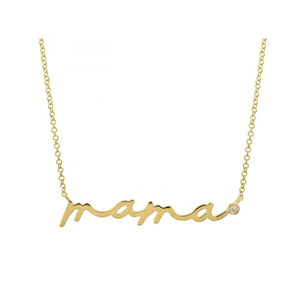14K Yellow Gold & Diamond Mama Necklace, 0.02Ct SVS Fine Jewelry Oceanside, NY