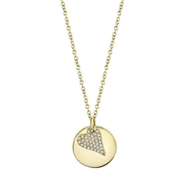 Shy Creation Yellow Gold And Diamond Heart Necklace SVS Fine Jewelry Oceanside, NY