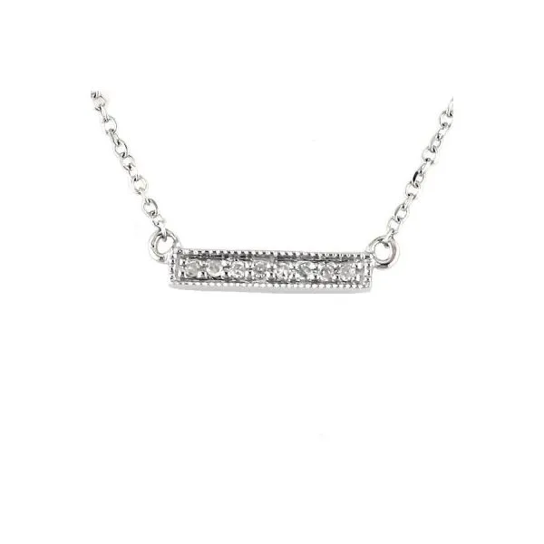 14K White Gold Diamond Bar Necklace, 0.02cttw, 16+2