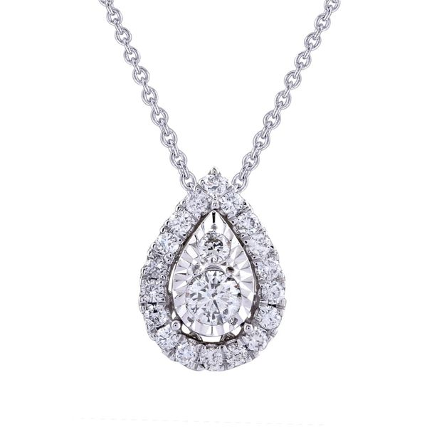 White Gold And Diamond Halo Pendant, 0.25Cttw, 18