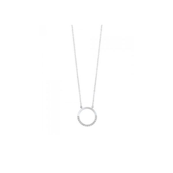 Diamond Pave Half-Eternity Circle Pendant Necklace SVS Fine Jewelry Oceanside, NY