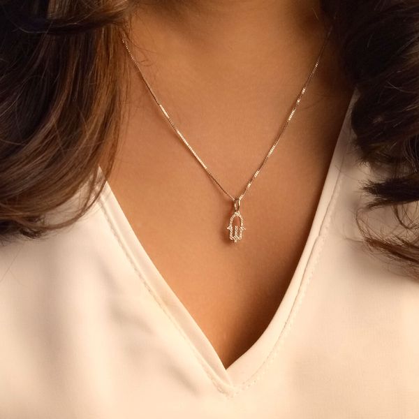 Ella Stein Diamond Hamsa Necklace, .06ctw Image 2 SVS Fine Jewelry Oceanside, NY