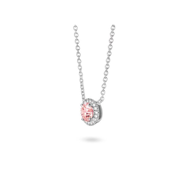 Lab Grown Pink & White Diamond Halo Necklace, 1.00ctw Image 2 SVS Fine Jewelry Oceanside, NY
