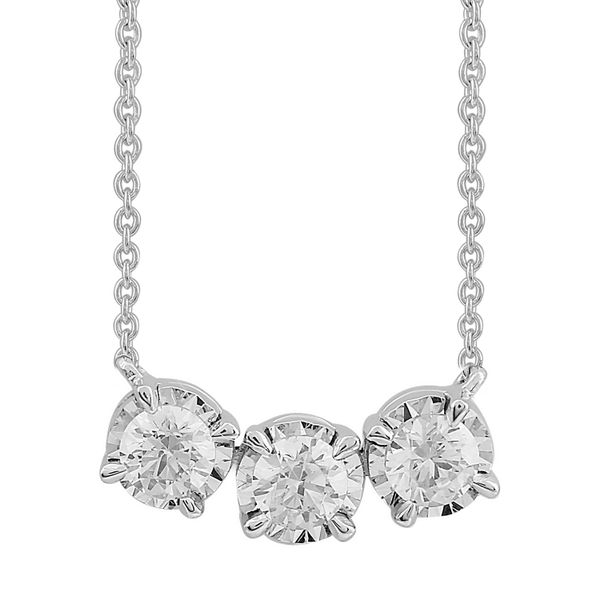 White Gold Three Stone Diamond Necklace, 0.33Cttw, 18