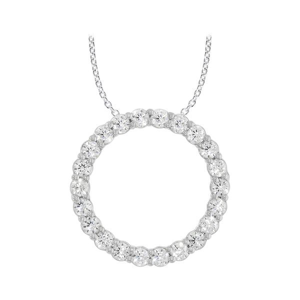 White Gold Diamond Circle Necklace, 0.73Cttw, 18
