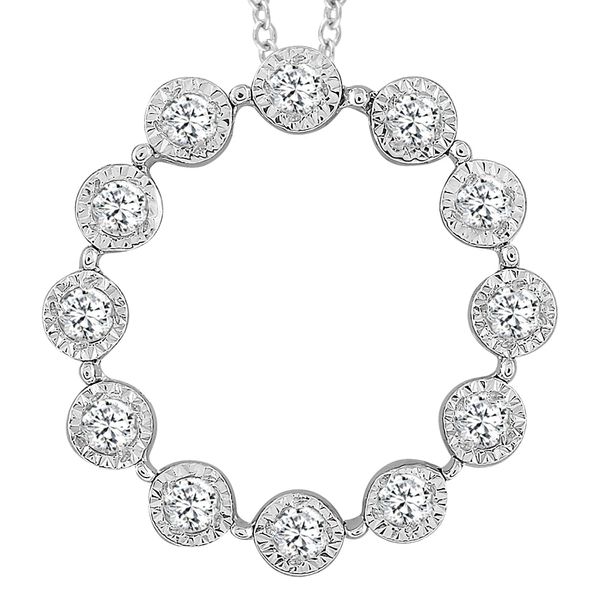 White Gold Diamond Circle Necklace, 0.10Cttw, 18