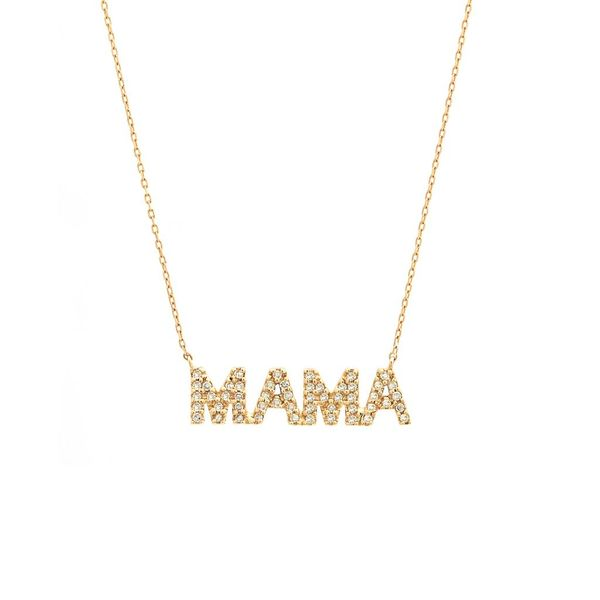 Yellow Gold Diamond MAMA Necklace, 0.15Cttw SVS Fine Jewelry Oceanside, NY