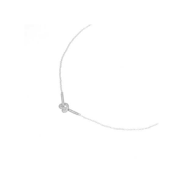Ella Stein Love Knot Sterling Silver Necklace, 0.05Cttw SVS Fine Jewelry Oceanside, NY