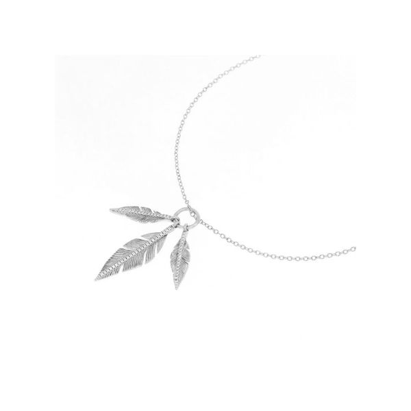 Ella Stein Feather Trio Sterling Silver Necklace, 0.08Cttw SVS Fine Jewelry Oceanside, NY