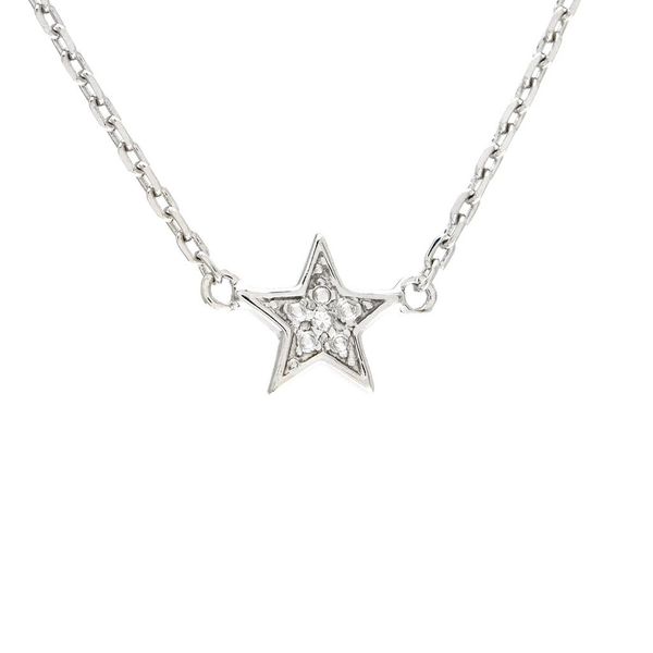 Sterling Silver & Diamond Pave Star Necklace, 0.01Cttw SVS Fine Jewelry Oceanside, NY