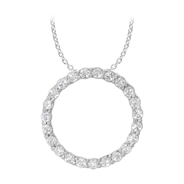 White Gold Diamond Circle Necklace, 0.97Cttw, 18