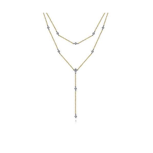 Gabriel & Co. Kaslique Yellow & White Gold Diamond Necklace SVS Fine Jewelry Oceanside, NY