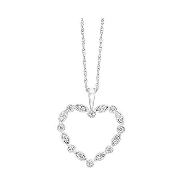 Marquise and Round Shaped Diamond Heart Pendant  1/8 ctw SVS Fine Jewelry Oceanside, NY