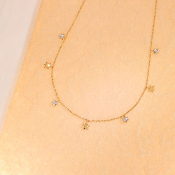 Ella Stein Starry Sky Gold Plated Sterling Silver Necklace SVS Fine Jewelry Oceanside, NY