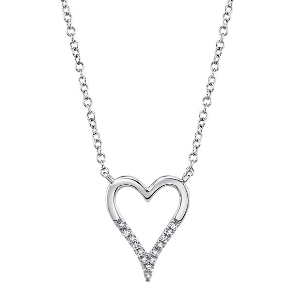 Shy Creation White Gold Diamond Heart Necklace SVS Fine Jewelry Oceanside, NY