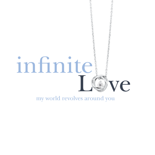 Infinite Love Knot Sterling Silver Necklace, 0.09Ct, 18