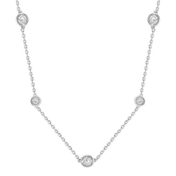 White Gold Diamond By The Yard Necklace, 0.50Cttw, 16