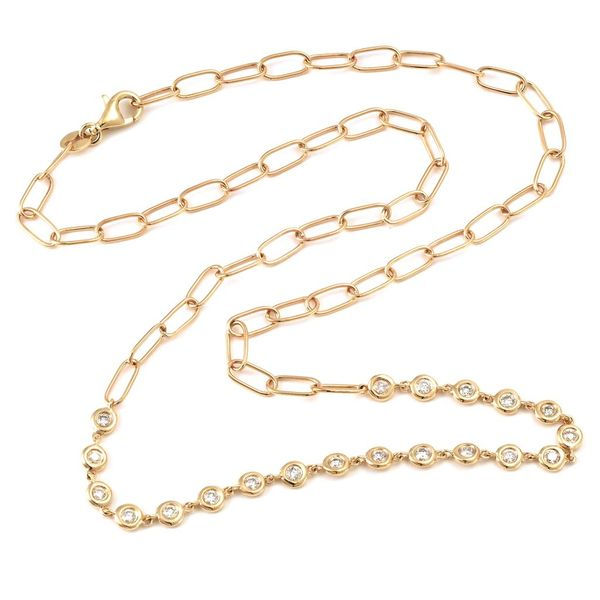 Yellow Gold Paper Clip Diamond Necklace, 0.50Cttw, 16