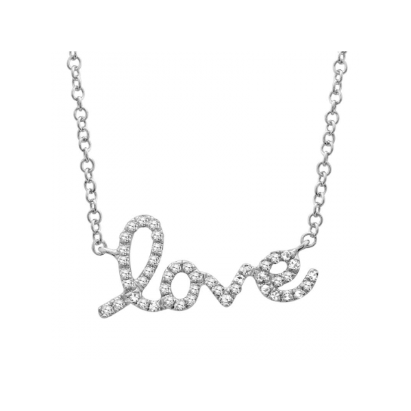 White Gold & Diamond Love Necklace, 0.09Cttw SVS Fine Jewelry Oceanside, NY