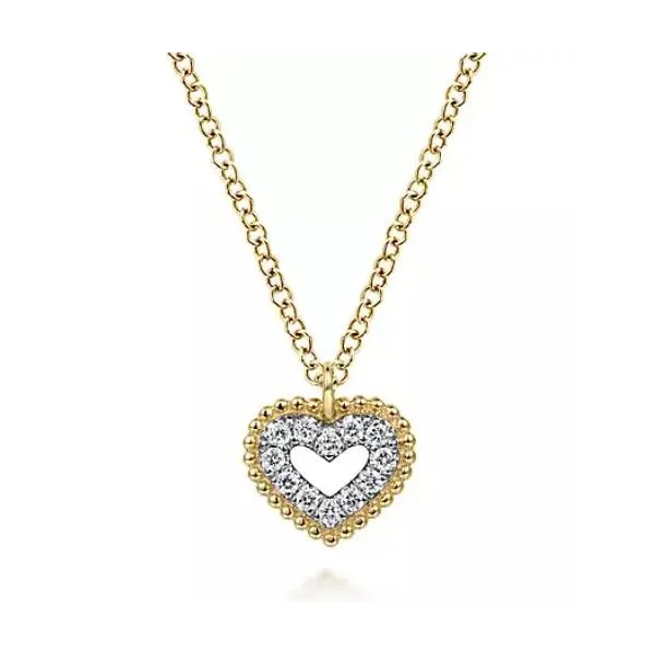 Gabriel Bujukan Yellow Gold Pavé Heart Pendant Necklace SVS Fine Jewelry Oceanside, NY