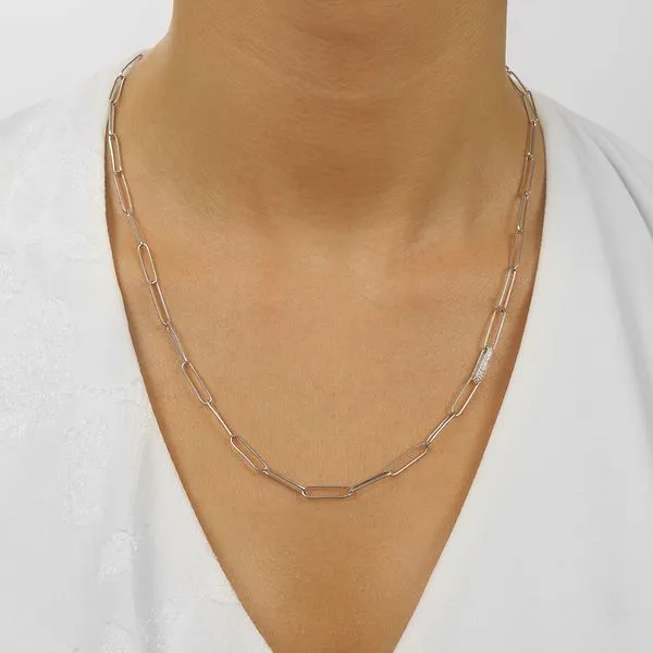 Diamond Paperclip Link Necklace Image 2 SVS Fine Jewelry Oceanside, NY