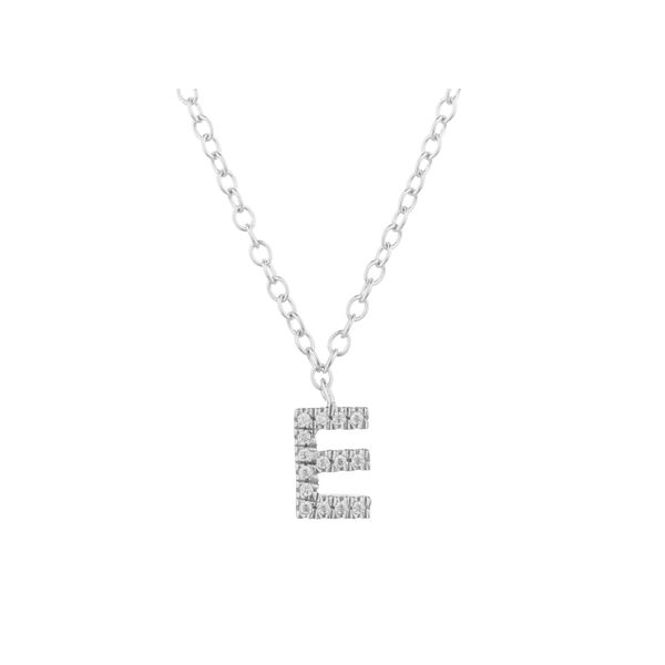 Ella Stein Kiss Of Individuality Silver Initial 'E' Necklace SVS Fine Jewelry Oceanside, NY