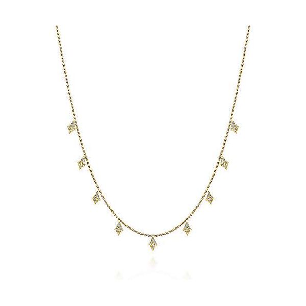 Gabriel & Co. Kaslique Yellow Gold Diamond Necklace SVS Fine Jewelry Oceanside, NY