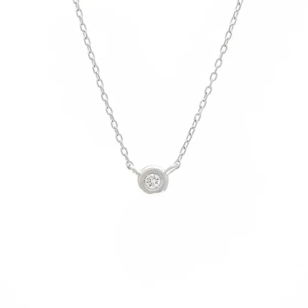 White Gold Bezel Diamond Necklace, 0.02Ct, 16+2