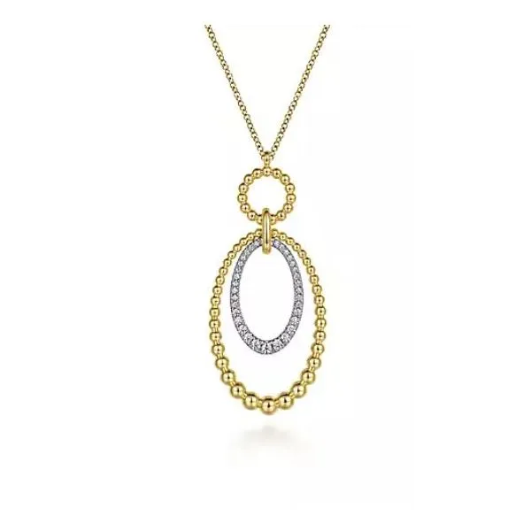 Gabriel & Co. Bujukan Yellow & White Gold Oval Necklace SVS Fine Jewelry Oceanside, NY