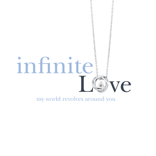 Infinite Love Knot Sterling Silver Necklace, 0.23Ct, 18